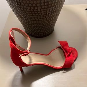 Ann Taylor Erica Suede Bow Sandal, red, size 9.5